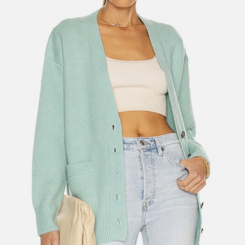 Re/Done Oversized 90’s Cardigan in Spearmint - Picture 2 of 7